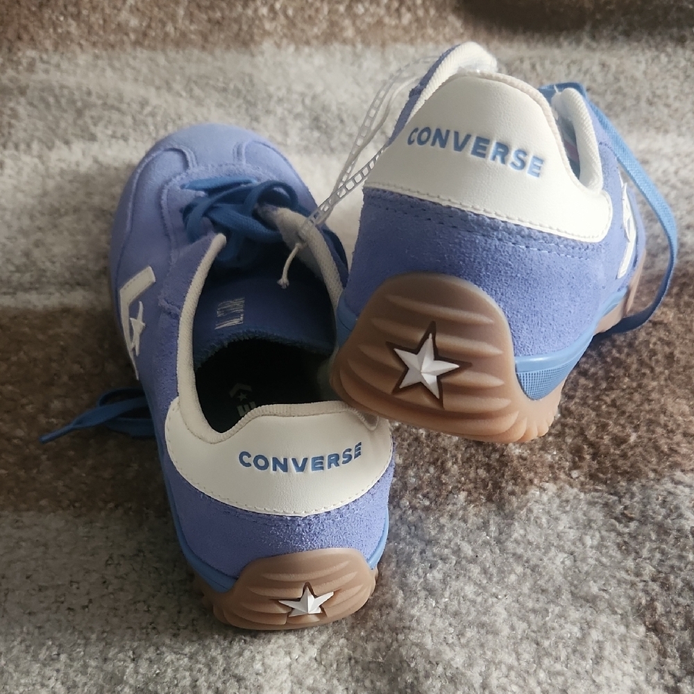 Converse Blue Sneakers with White and Brown Suede Details - Picture 2 of 3